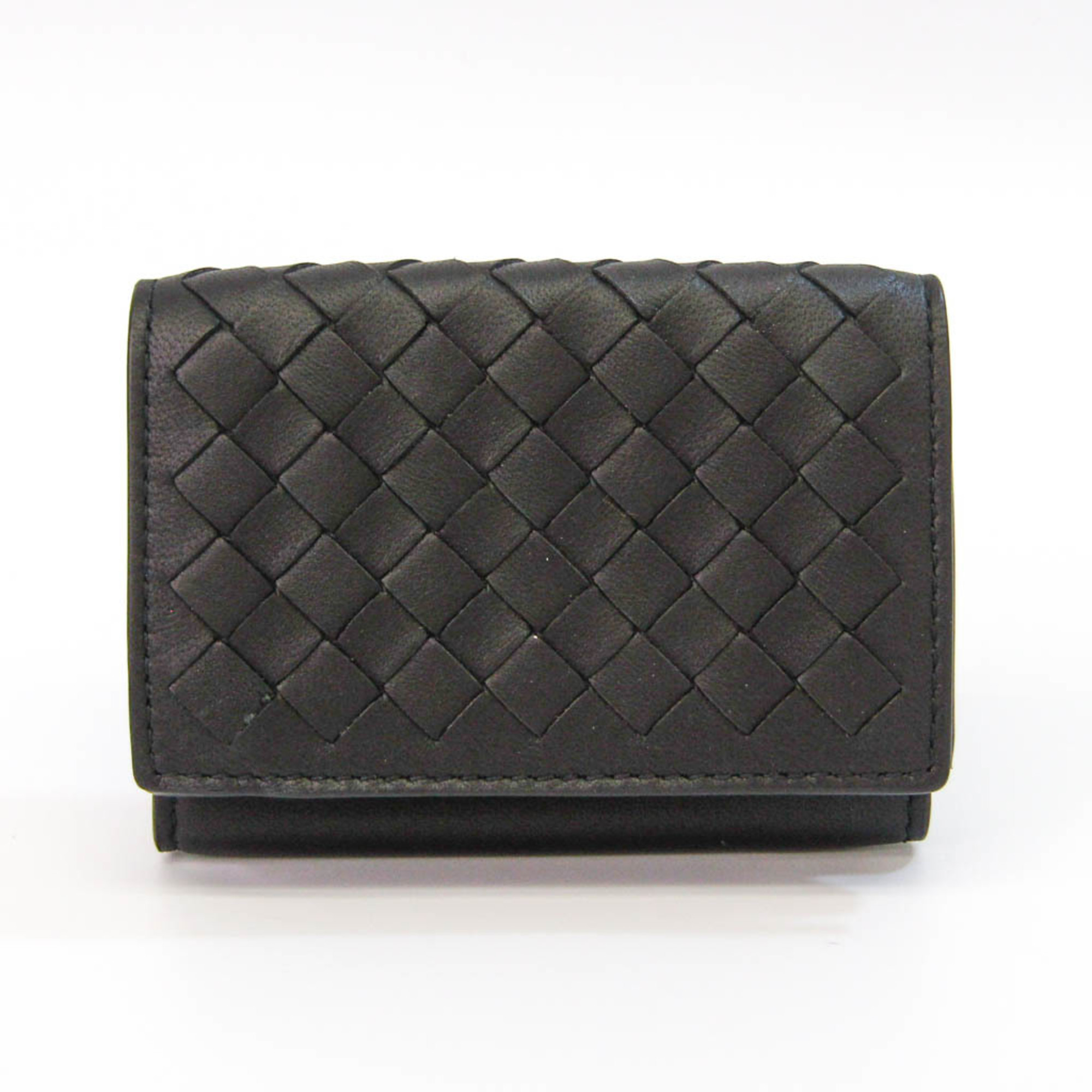 Bottega Veneta Intrecciato 515385 Women,Men Leather Wallet [Tri-Fold] Black